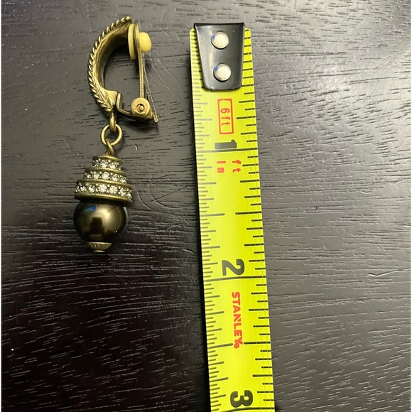 Heidi Daus Black Diamond Swarovski &  Tahitian Earrings Clip on - Picture 9 of 9